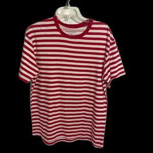 PacSun Medium Mens' T-Shirt White with Red Strips 100% Cotton